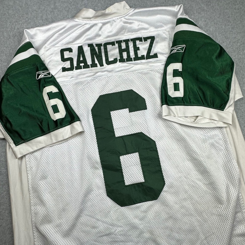Reebok NFL Authentic New York Jets Mark Sanchez 6 Jersey Mens 52 White Green - Picture 1 of 7